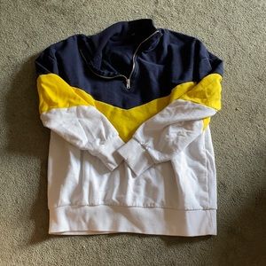 Color block half zip sweater